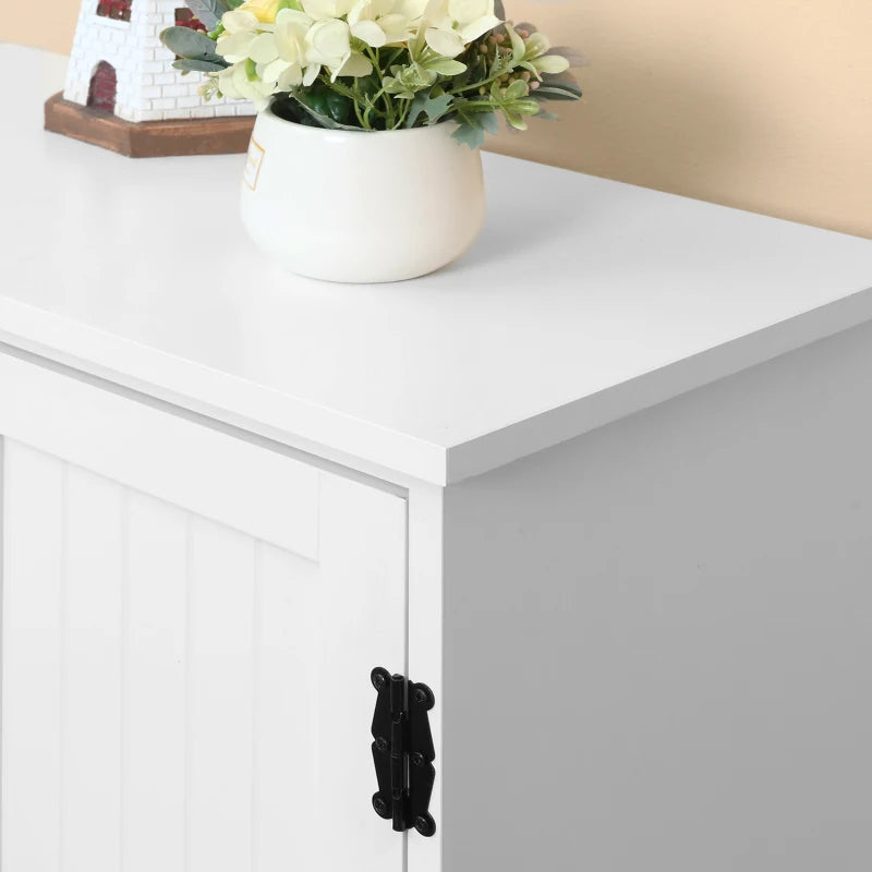 White Kitchen Storage Cabinet with Adjustable Shelves and Doors