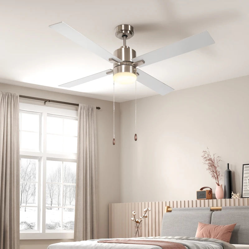 Silver & Natural Tone LED Ceiling Fan with Reversible Blades