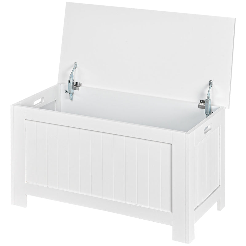 White Lift Top Storage Chest with Safety Hinges - Bedroom Entryway Organizer