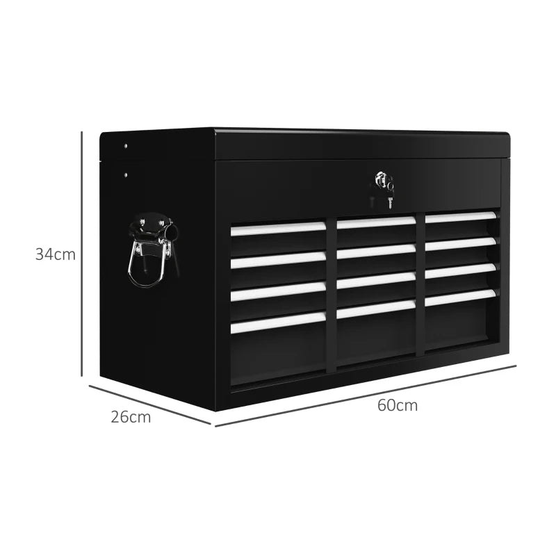 Black Steel 6-Drawer Tool Storage Chest with Lock and Keys