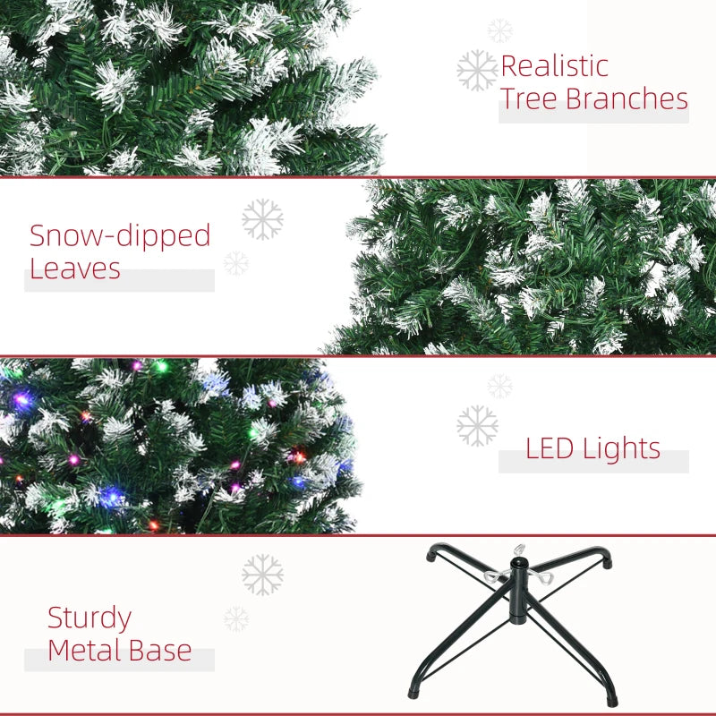 7FT Tall Pre-lit Slim Green Christmas Tree with 350 LED Lights