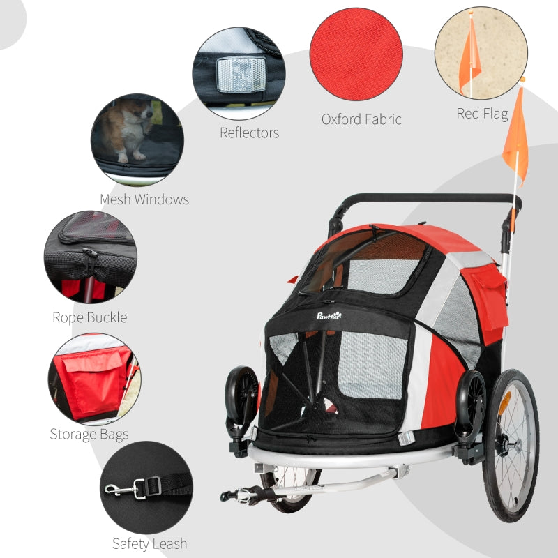 Red Dog Bike Trailer & Stroller Combo for Large Pets