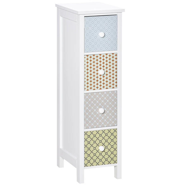 4-Drawer White Storage Chest for Bedroom and Bathroom