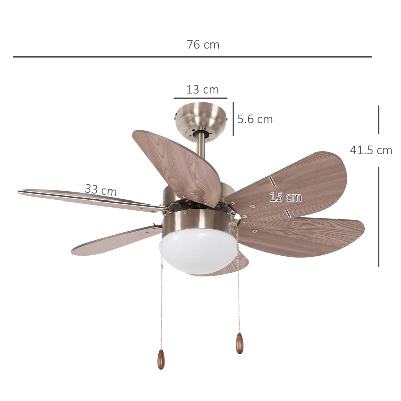 Walnut Brown LED Ceiling Fan with Reversible Blades