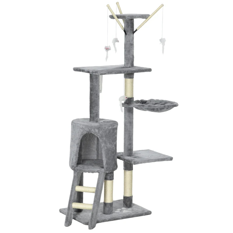 Grey Cat Climbing Tower Scratching Post 135cm