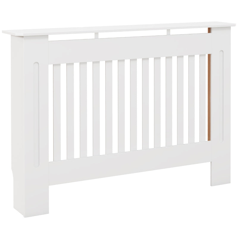 White Slatted Radiator Cover Cabinet - MDF Grill (112 x 19 x 81 cm)