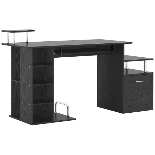 Black Computer Desk with Drawer and CPU Storage - Home Office Furniture