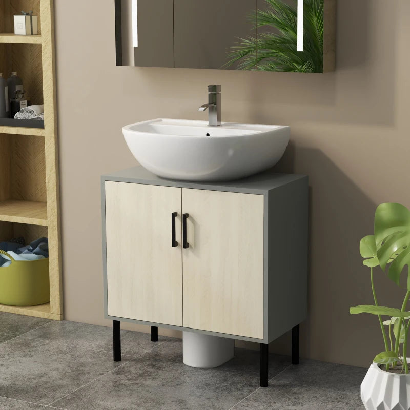 Natural Bathroom Under Sink Storage Cabinet, Double Doors, 60x30x60cm