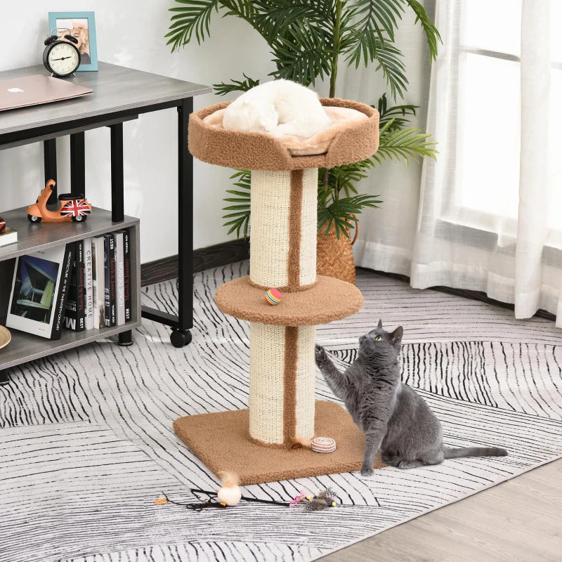 Brown 91cm Cat Tower Scratching Post for Indoor Cats