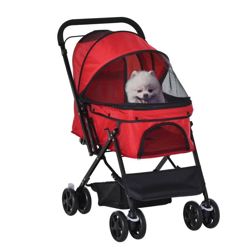 Foldable Pet Stroller with Reversible Handle - Blue