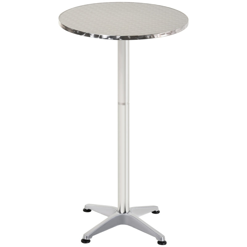 Aluminium Round Bistro Bar Table - Stainless Steel - 2 Height Settings - 70cm/110cm - Black