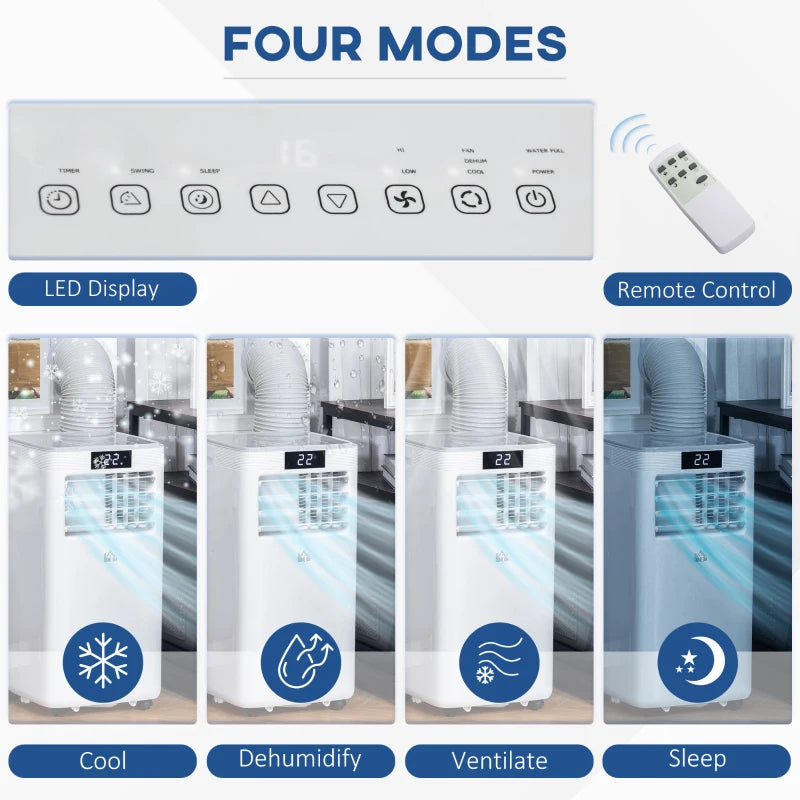 Portable 8000 BTU Air Conditioner - White, 3-in-1 AC Unit with Remote Control