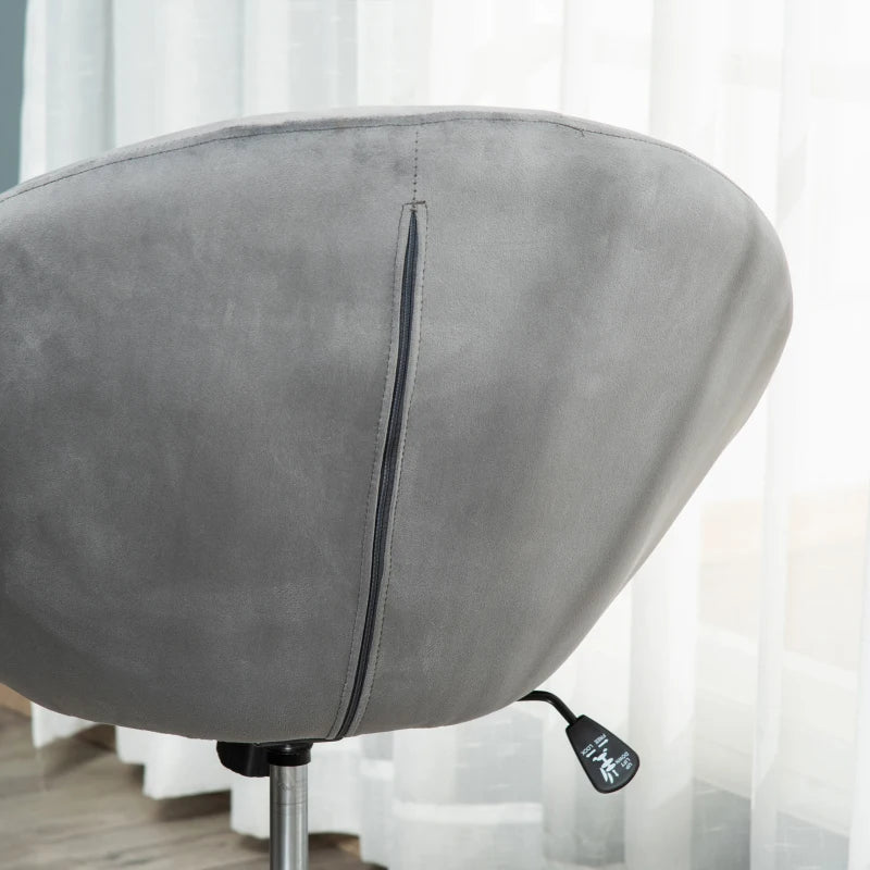 Grey Velvet Swivel Vanity Chair with Adjustable Height