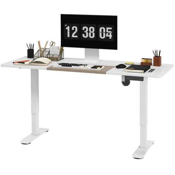 White Adjustable Electric Standing Desk with LED Display - 72-116cm