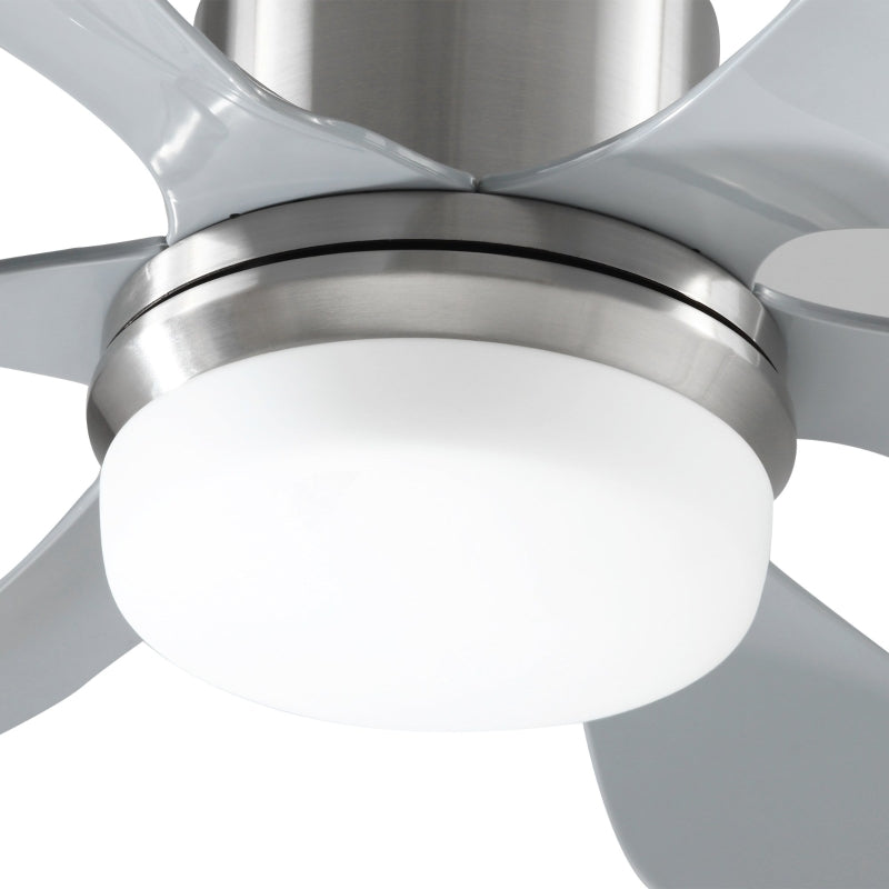 Silver Reversible Ceiling Fan with Light, 6 Blades Indoor Modern LED Remote Control