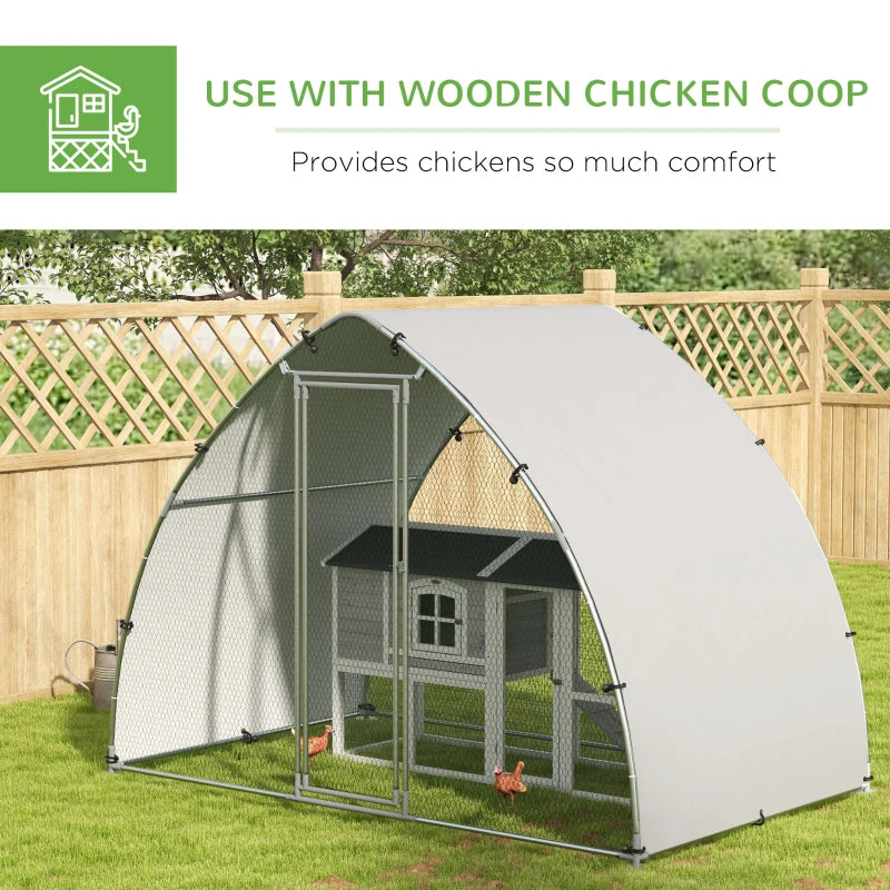 Galvanised Outdoor Chicken Coop with Cover - Silver, 4-6 Chickens, Hens, Ducks, Rabbits