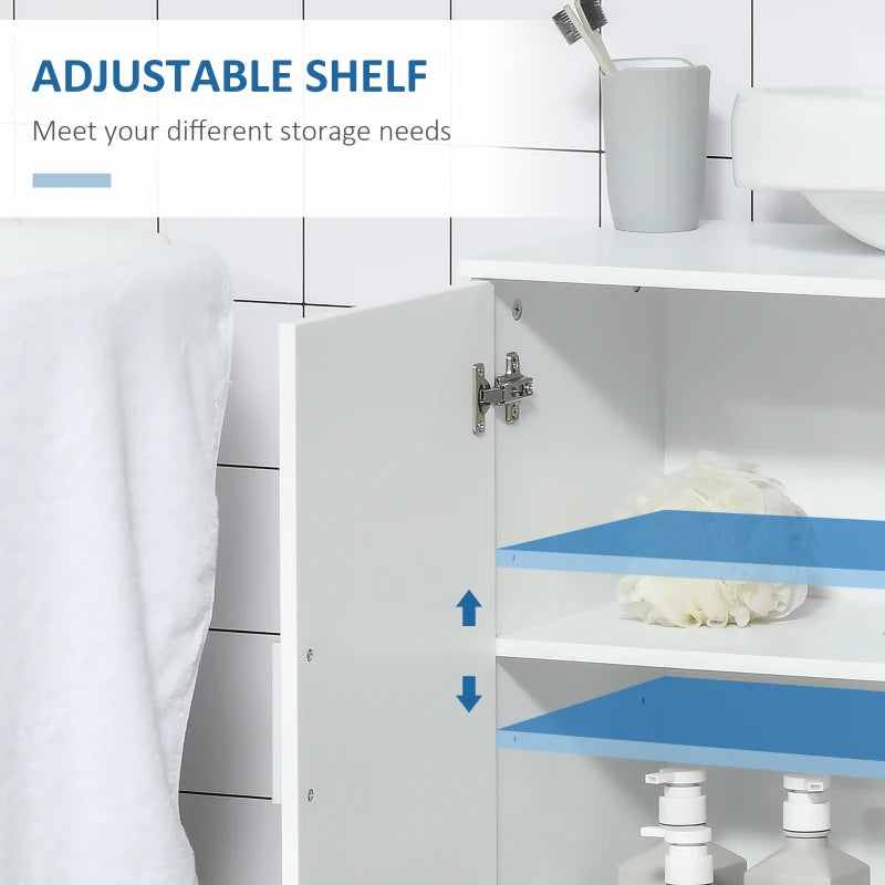 White Under Sink Storage Cabinet with Double Doors