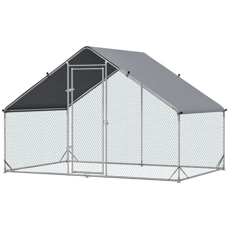 Galvanised Chicken Run with Water-Resistant Cover, 3x2x2m