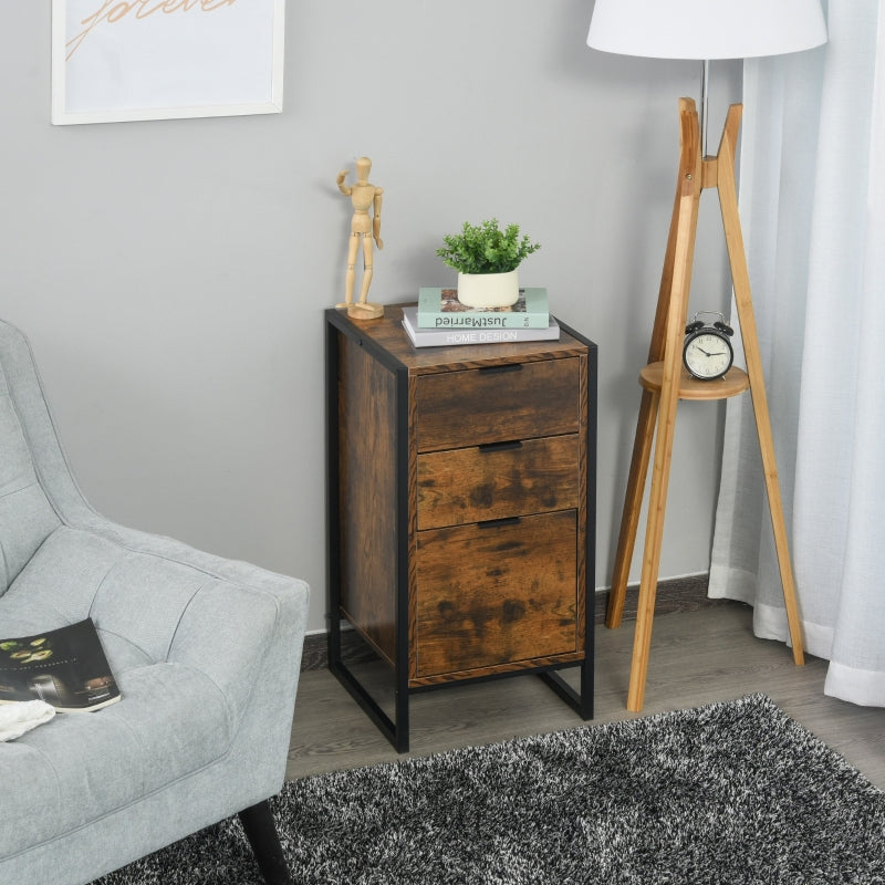 Rustic Brown 3-Drawer Industrial Dresser