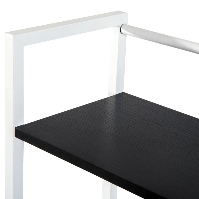 Reversible Industrial Computer Desk with Storage Shelves, Black & White