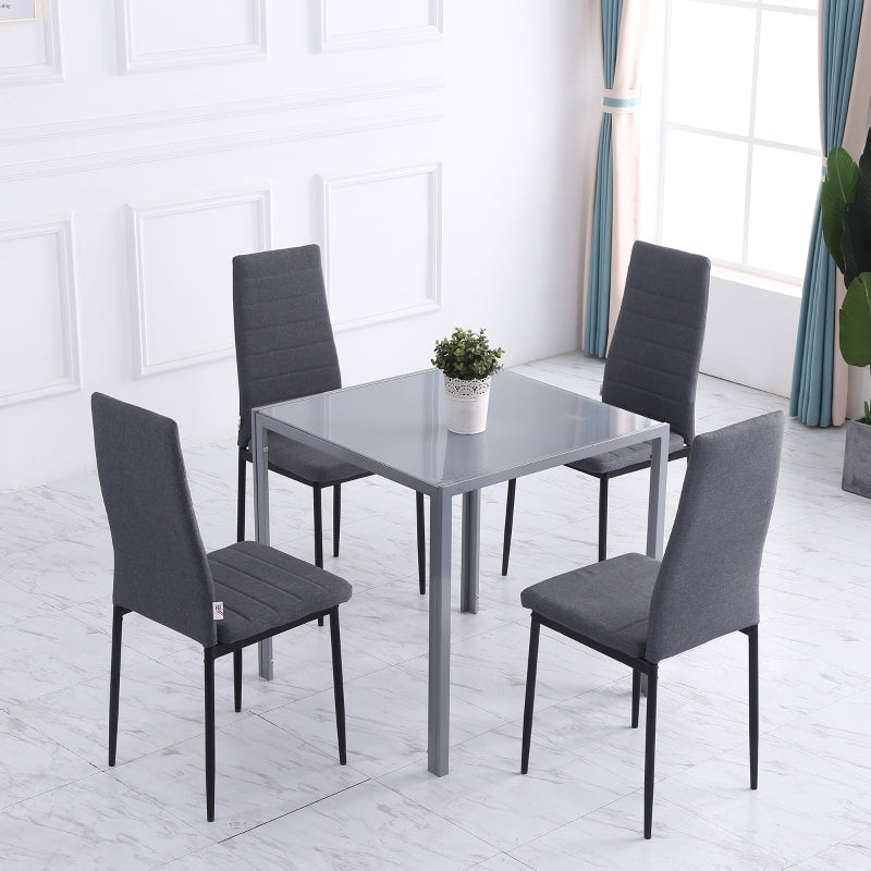 Grey Upholstered High Back Dining Chairs Set of 4