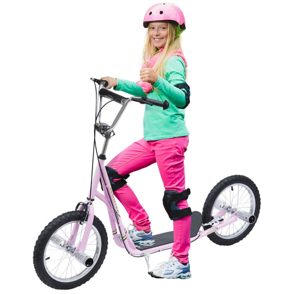 Kids Pink Stunt Scooter with Adjustable Handlebar and Dual Brakes