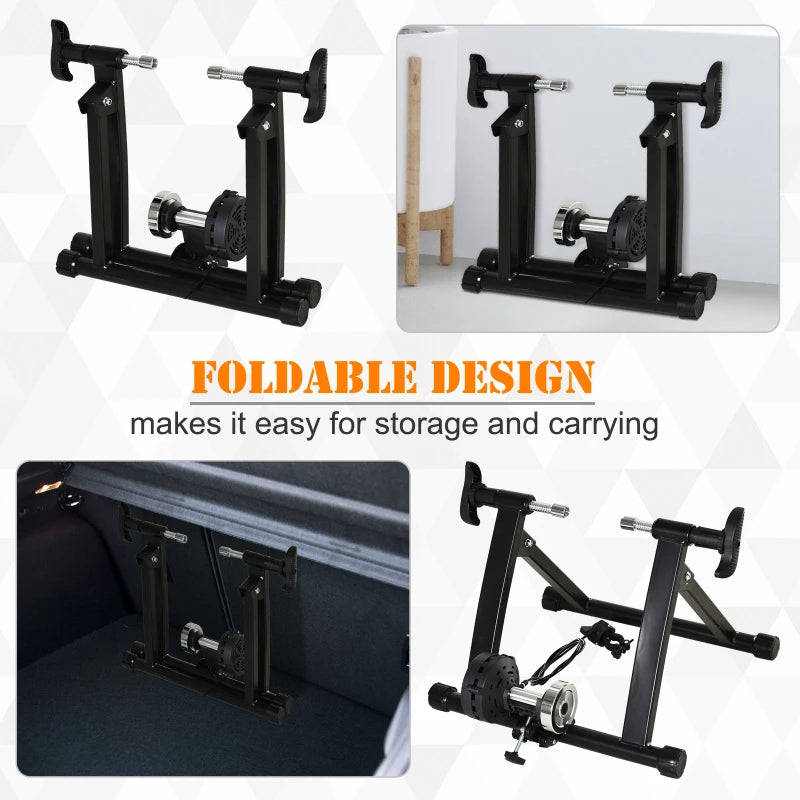 Foldable Indoor Bike Trainer Stand for 26"-28" or 650C, 700C Bikes - Black