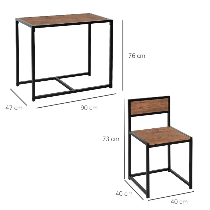 3-Piece Industrial Style Table Stool Set - Steel Frame, MDF Panels - Modern Living Room Bar Furniture (Black)