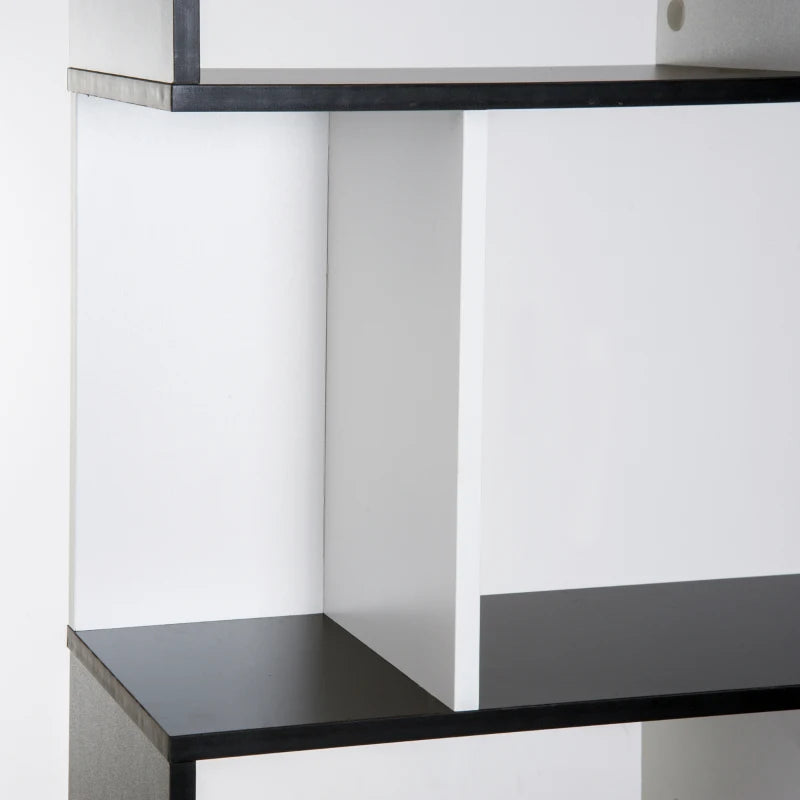 Black 5-Tier S-Shaped Bookcase Shelving Unit