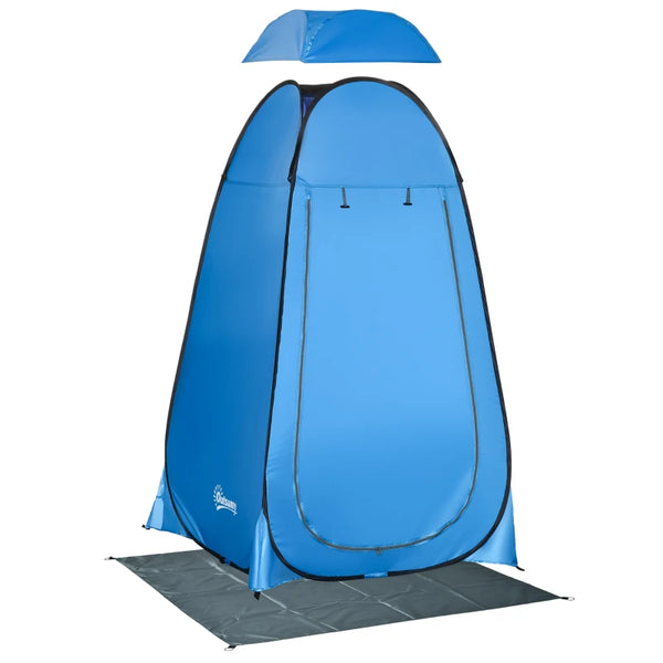 Blue Pop Up Outdoor Shower Privacy Tent with Removable Floor