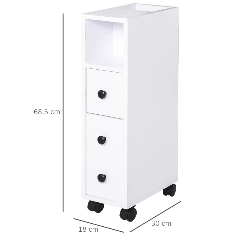 White Compact Bathroom Drawers - Space-Saving Storage Solution