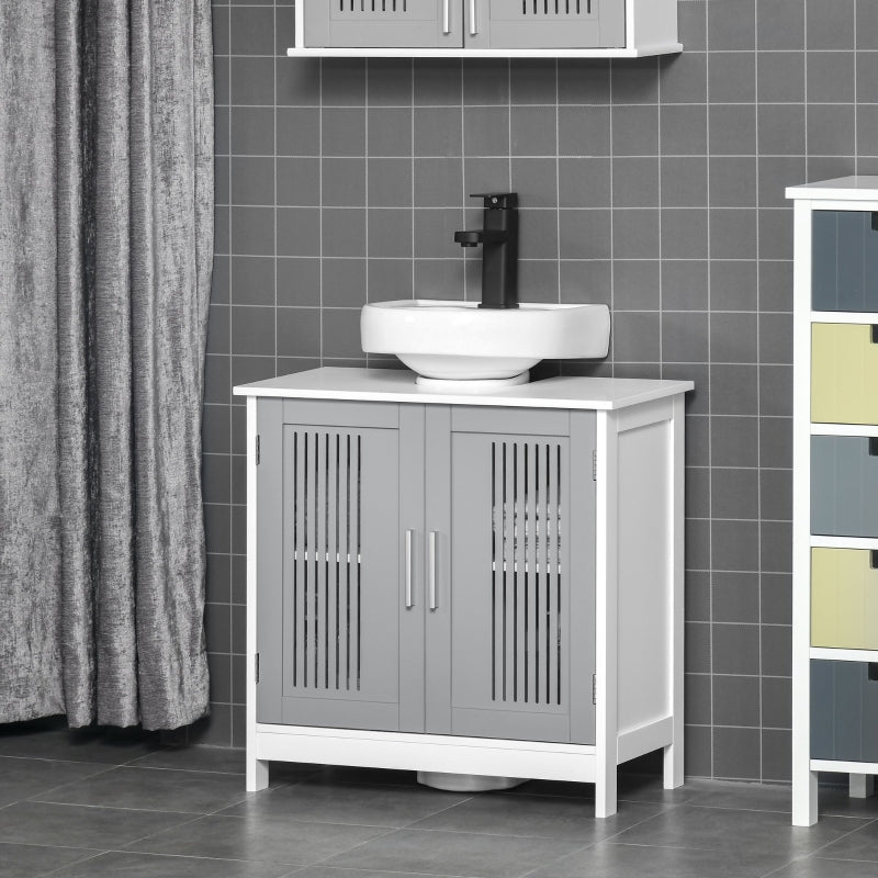 Grey Under Sink Bathroom Cabinet with 2 Doors