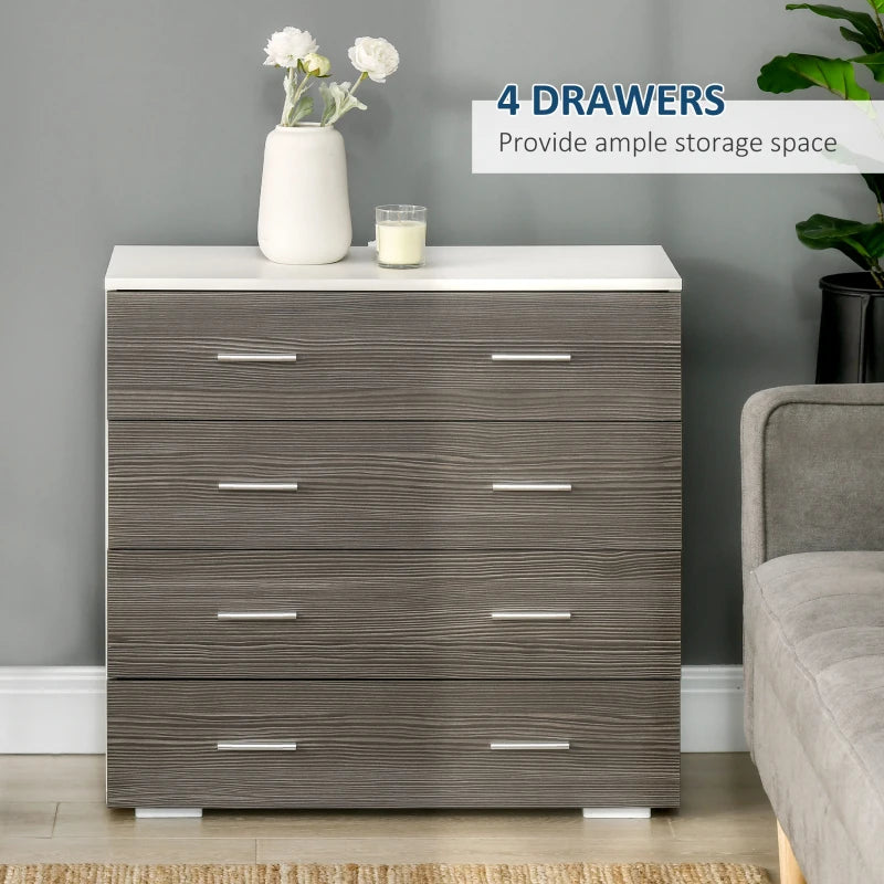 Grey 4-Drawer Storage Dresser for Bedroom and Living Room