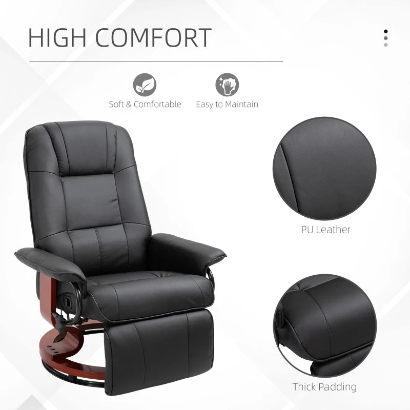Black Faux Leather Manual Recliner Armchair