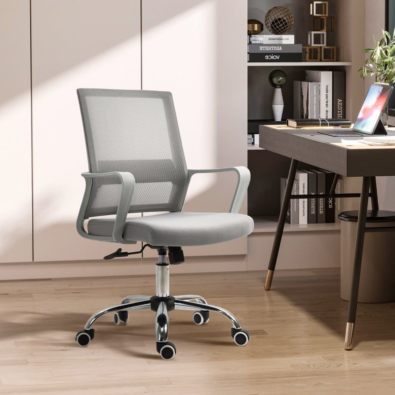 Grey Ergonomic Mesh Office Chair with Adjustable Height Armrest