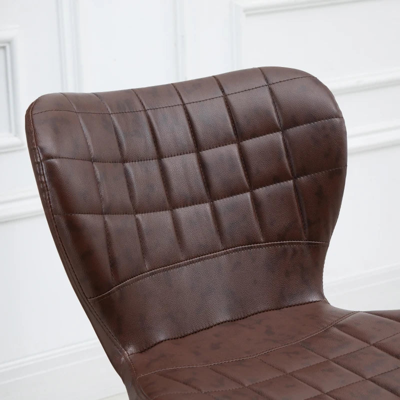 Brown Swivel Bar Stools Set of 2 - Adjustable Height, PU Leather, Backrest & Footrest