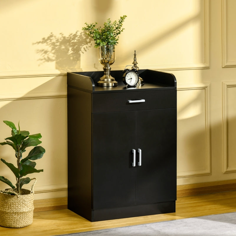 Black Modern Storage Cabinet with Drawer and Shelf