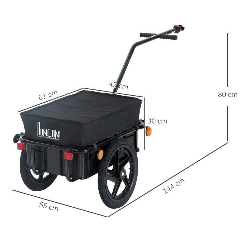 Black Cargo Bike Trailer with Utility Luggage Carrier