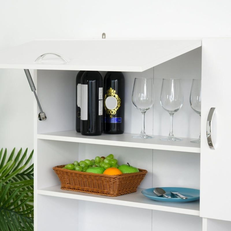 White Kitchen Storage Cabinet with Drawers and Shelves