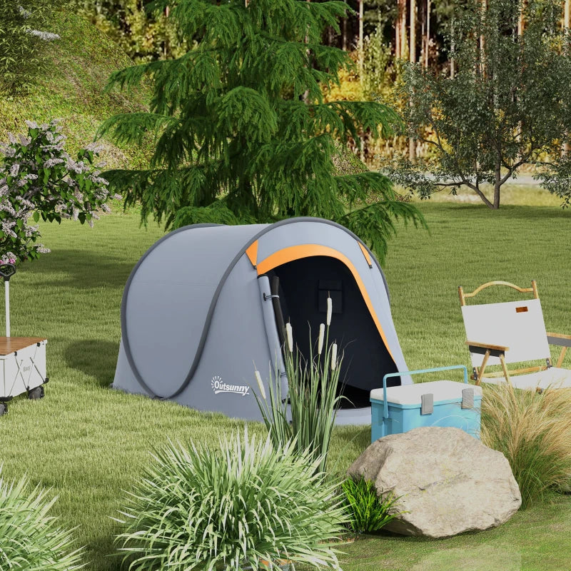 Grey 2-Person Pop-Up Camping Tent with Accessories