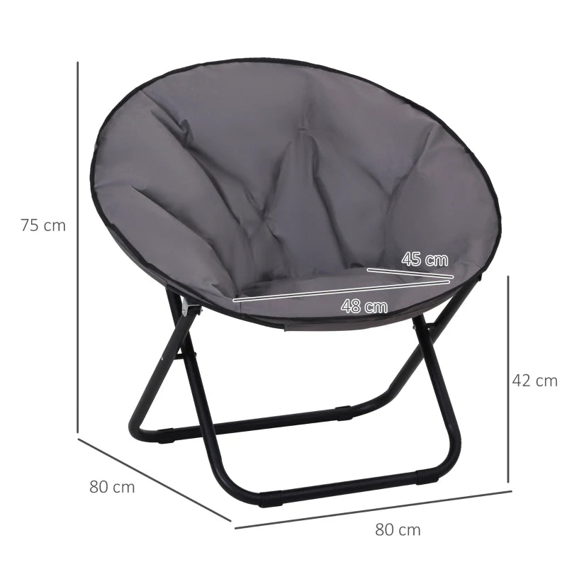 Grey Portable Padded Saucer Moon Chair for Outdoor Activities