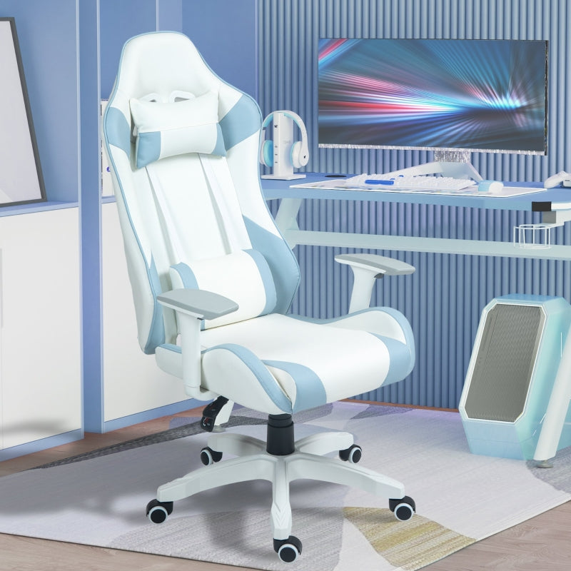 Light Blue Racing Gamer Chair with Reclining Feature