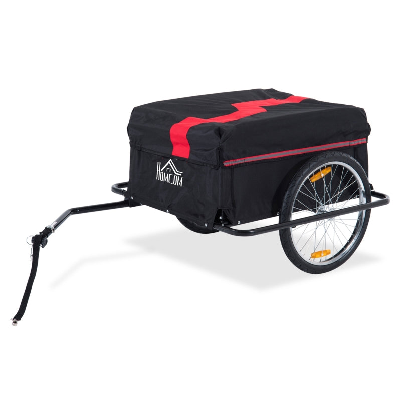 Red & Black Folding Cargo Bike Trailer with Removable Cover