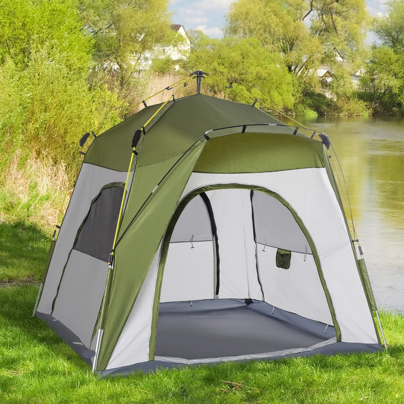 Green 4-Person Automatic Pop-Up Camping Tent