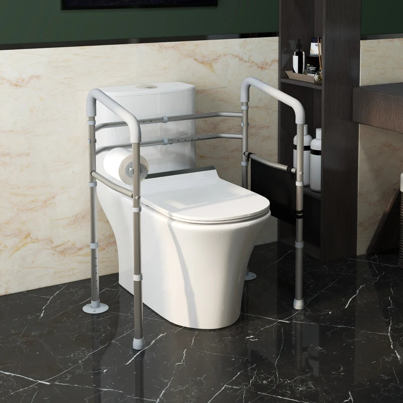 Adjustable Toilet Safety Frame with Arms, White, Elderly & Disabled Support