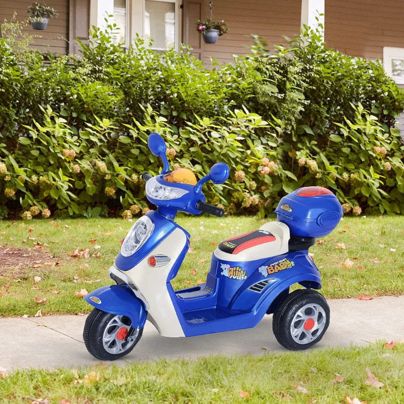 Blue Kids Electric Ride-On Motorbike with Headlight and Music