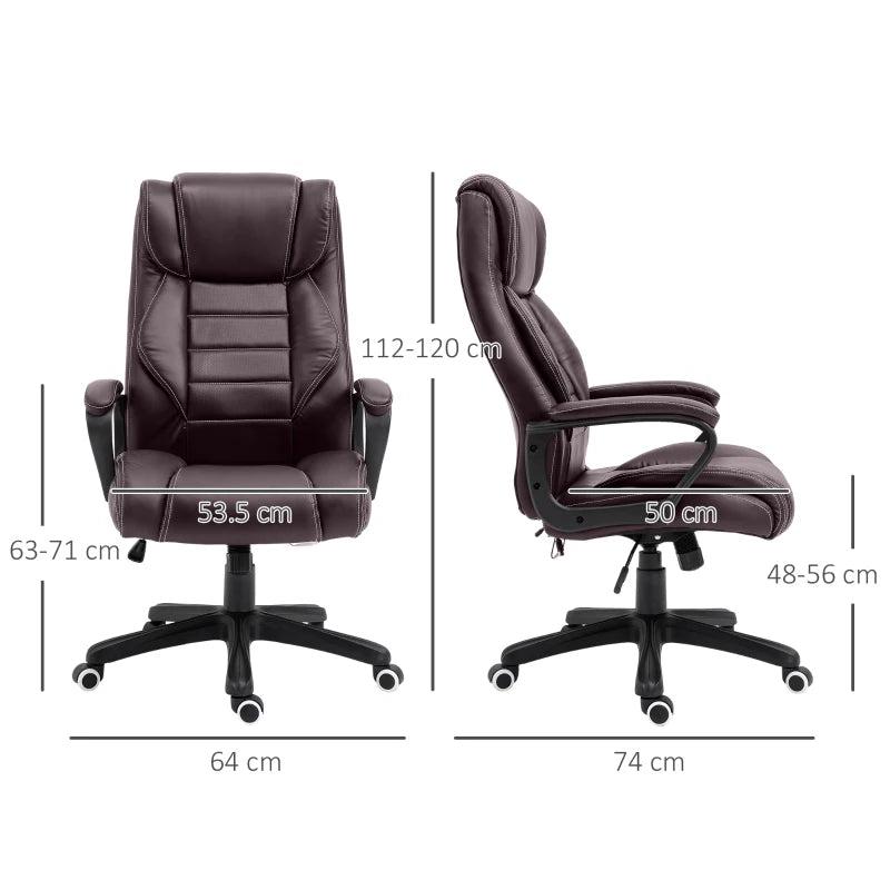 Brown High Back Executive Office Chair with Vibration Massage