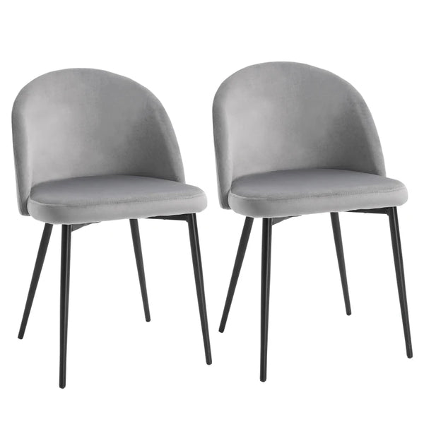 Grey Fabric Dining Chairs Set of 2 for Office Kitchen Living Room