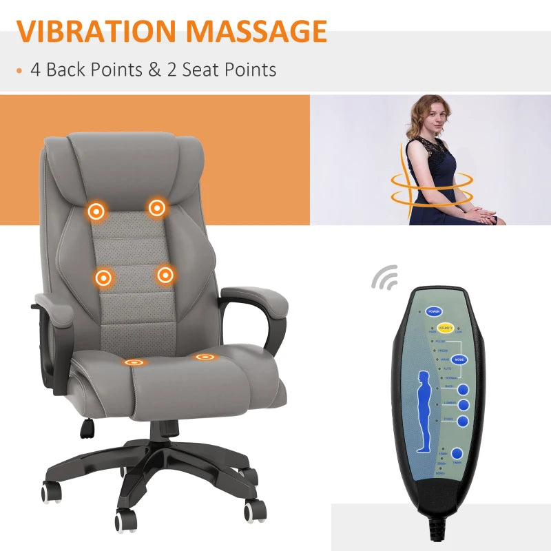 Grey High Back Executive Office Chair with Vibration Massage