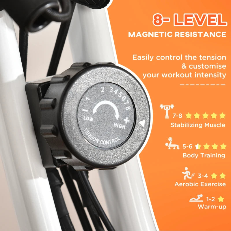 Orange Foldable Recumbent Exercise Bike with 8-Level Magnetic Resistance